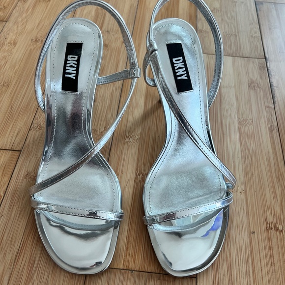 Silver DKNY Strappy Heels - NWOT - Picture 1 of 7